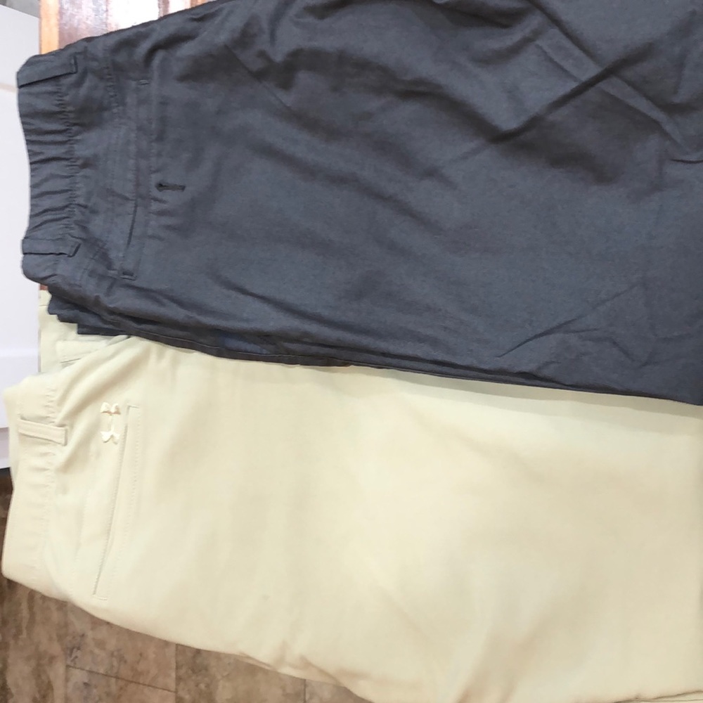 Under Armour Golf Pants/Khakis. One tan one grey.